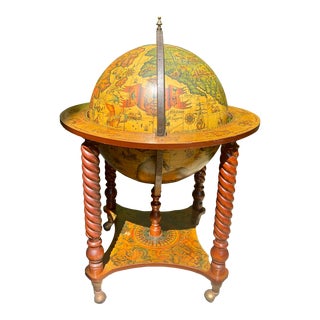 Mid 20th Century Vintage Italian Zodiac Globe Bar Cart For Sale