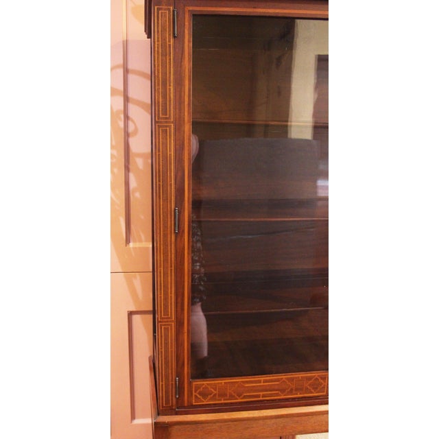 Circa 1901-1914 Edwardian Period English Bookcase Cabinet on Stand For Sale - Image 4 of 10