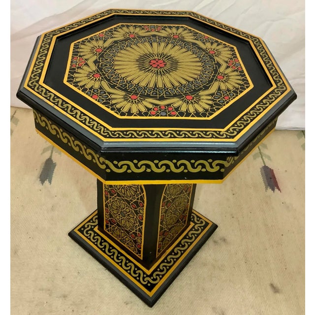 Moroccan Moroccan Hand Painted Black End Tables - a Pair For Sale - Image 3 of 13
