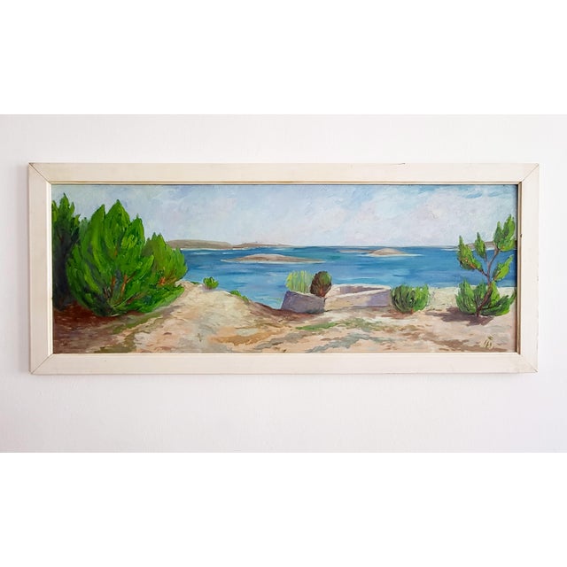 Adriatic Coastal Landscape, 1960s, Oil Painting on Canvas, Framed For Sale - Image 16 of 16