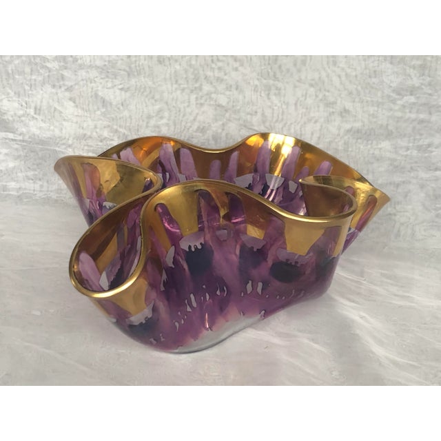 Contemporary Laurel Fyfe Art Glass Sculpture Bowl For Sale - Image 3 of 12