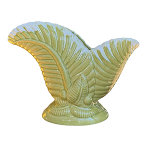 Vintage Mid-Century Modern Drip Glaze Ceramic Leaf Green Vase