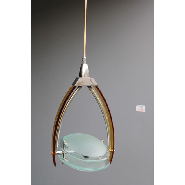 Minimalist Orange Pendant from Fontana Arte, 1960s For Sale - Image 9 of 12