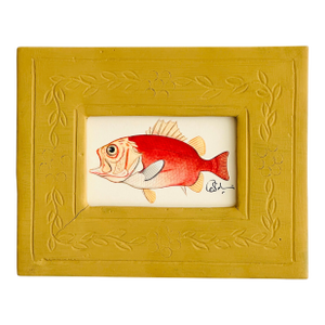 Original Hand-Painted Fish Painting in a Hand-Painted Folk Wooden Frame