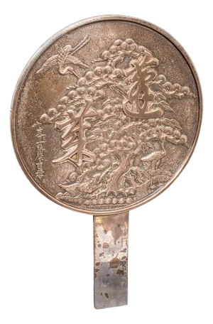 Vintage Japanese Hand Mirror, Polished Bronze, Kagami, Art Deco, Circa 1930