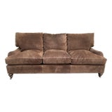 George Smith Style Standard Arm Suede Sofa For Sale