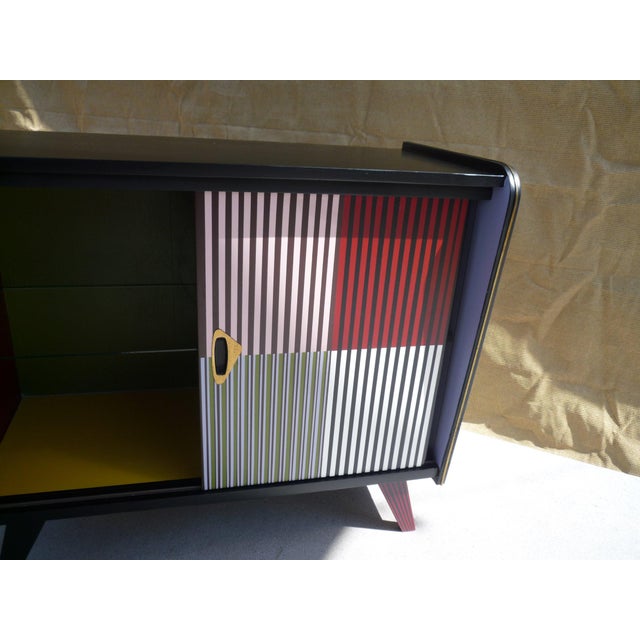 Black Vintage Chest of Drawers with Sliding Doors, 1950s For Sale - Image 8 of 9
