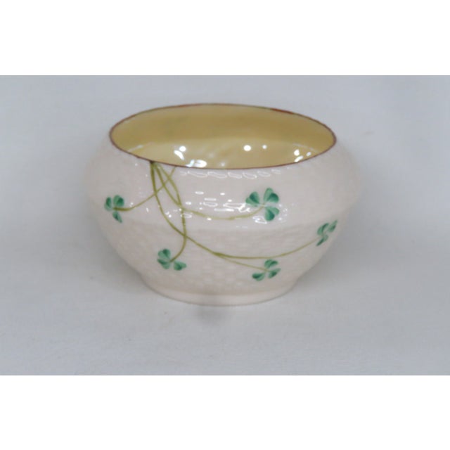 Belleek Ireland Porcelain Shamrock Pattern Cream Yellow Luster Sugar Bowl 4685b For Sale - Image 13 of 14