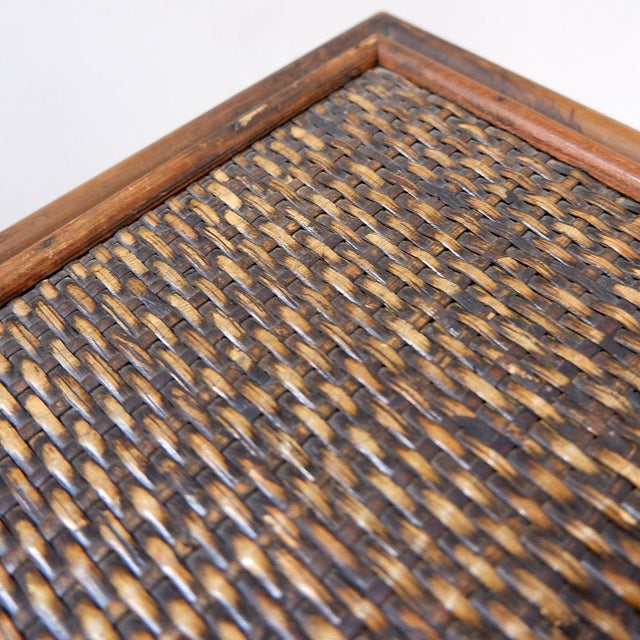 Brown Vintage Pedestal Column in Wicker Bamboo For Sale - Image 8 of 13