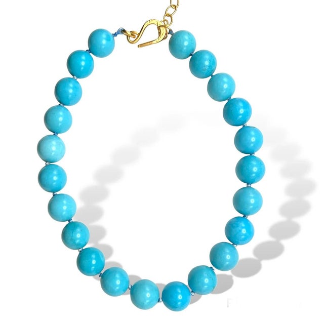 Contemporary Howlite Turquoise Big Ball Necklace, 17mm For Sale - Image 3 of 3