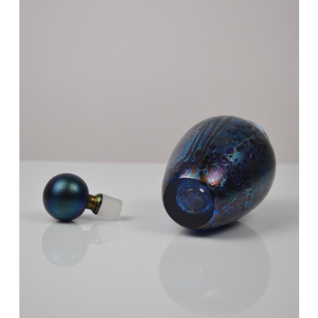 Perfume Bottle in Blue Iridescent Art Glass from Isle of Wight, 1970s For Sale - Image 6 of 13