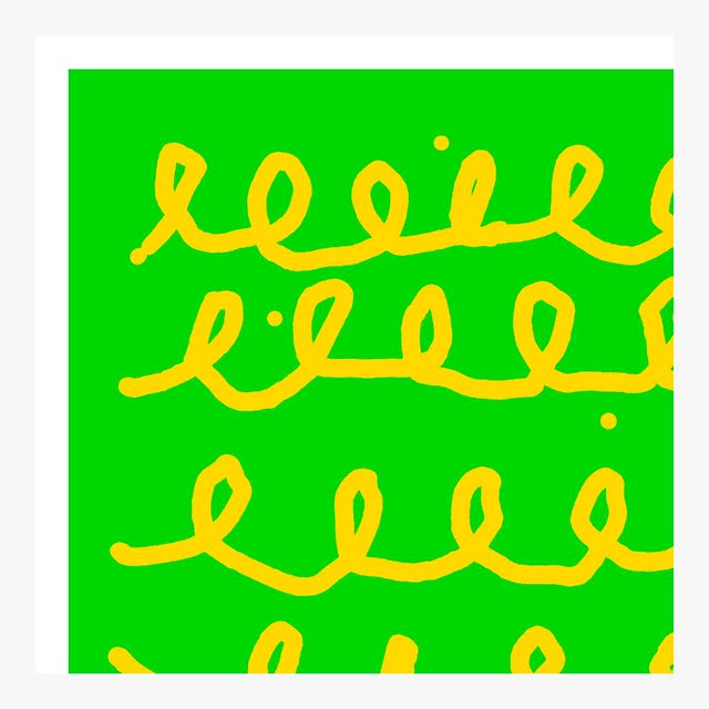 Bumpy Train Ride Yellow on Green Fine Art Print 43.5" X 61" by Liz Roache For Sale - Image 4 of 6