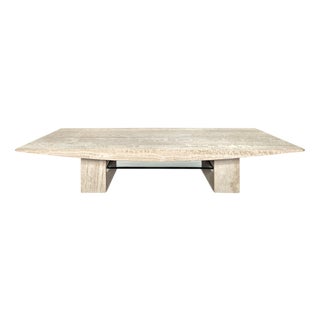 Large Travertine Coffee Table by Stone International For Sale