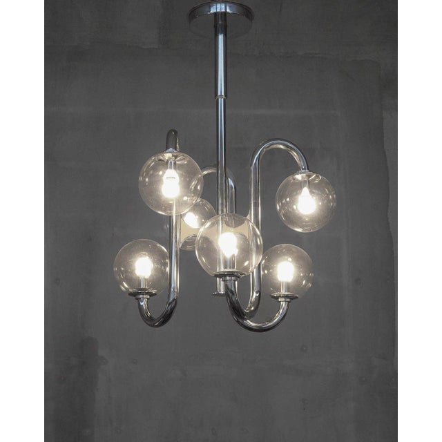 Italian Space Age Chandelier in Chrome, 1970s For Sale - Image 3 of 6