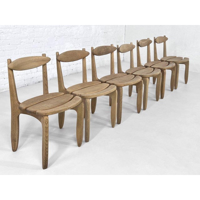Mid-Century Modern Thierry Dining Chairs in Oak by Guillerme et Chambron for Votre Maison, 1950s, Set of 6 For Sale - Image 3 of 11