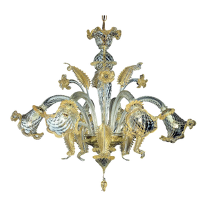 Luxury Venetian Floreal Gold-Leaf Murano Glass Chandelier — Hand-Blown
