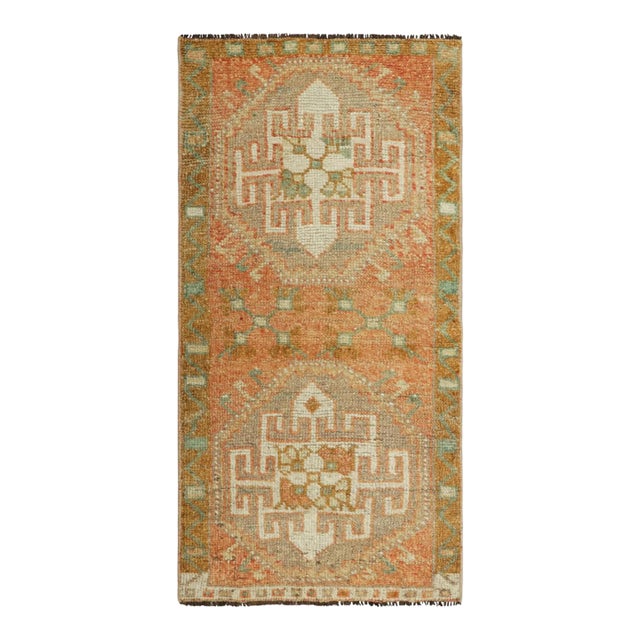 Vintage Turkish Rug in Pink and Cream With Floral Medallions | Rug & Kilim For Sale