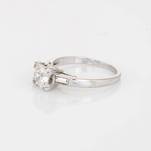 Early 20th Century Vintage Art Deco 1ct Diamond Engagement Ring Platinum Fine Bridal size 5.25 For Sale - Image 4 of 7