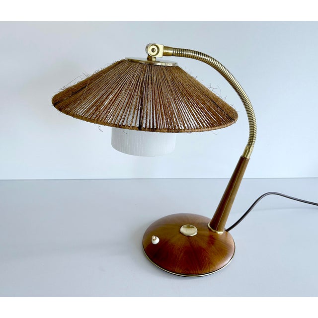 1960s Vintage Desk Lamp in Sisal and Wood from Temde, 1960s For Sale - Image 5 of 18
