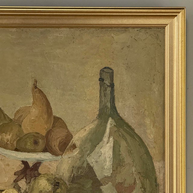 Taupe Framed Oil Painting on Canvas by Gustave Camus (1914-1984) 'Still Life' For Sale - Image 8 of 17