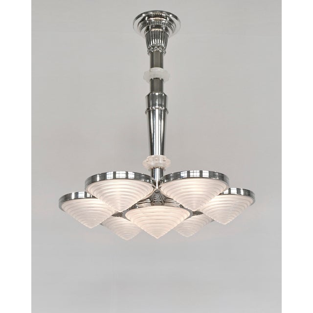 Art Deco French Art Deco Chandelier by Georges Leleu - 1930 France For Sale - Image 3 of 17