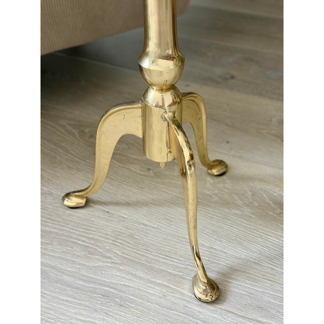 Late 20th Century Vintage Mid-Century Modern Art Deco-Style Hollywood Regency Brass Metal Cocktail Side Table For Sale - Image 5 of 6