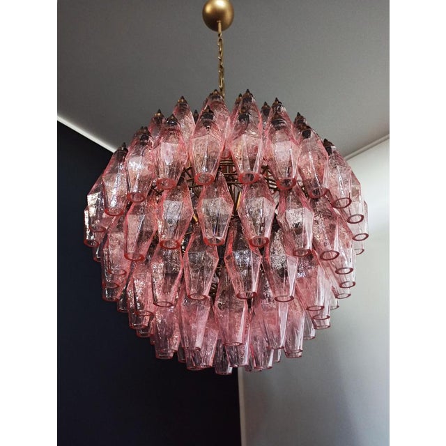 Spherical Murano Glass Candelier with 140 Pink Glasses For Sale - Image 4 of 18
