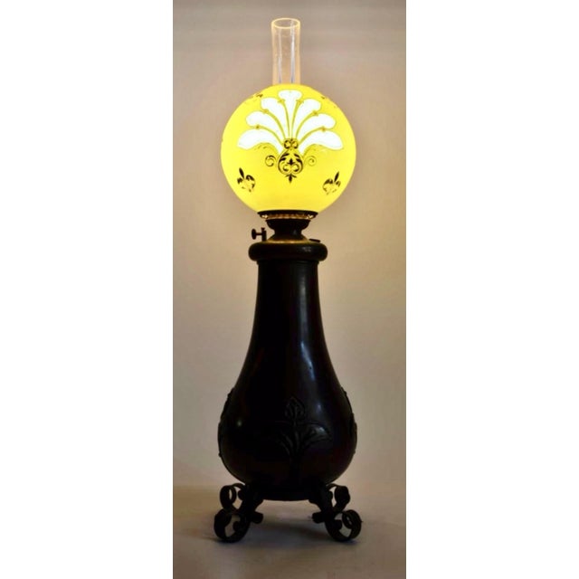 Early 20th Century Bradley and Hubbard Craftsman Oil Lamp With Original Fleur De Lis Shade For Sale - Image 9 of 10