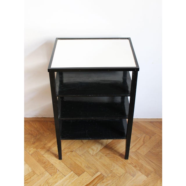 1940s Vintage Czechoslovak Functionalist Étagère in Black Wood and Bevelled Glass, 1940s For Sale - Image 5 of 10