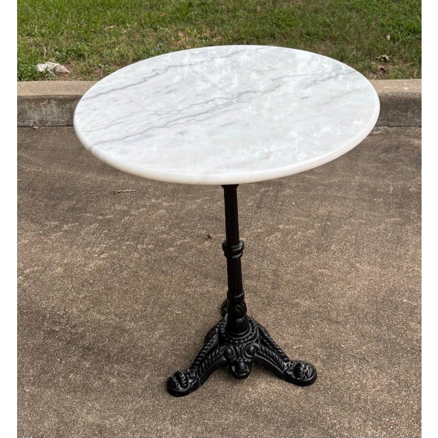 Love this French marble top pub table with French iron base. Good for indoor or outdoor!