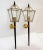 Pair of Jacques Adnet Style Sconces, Wall Lights, Lantern Lamps in Brass, etched Glass and Gun Metal. In perfect working...