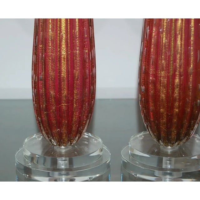 Metal Vintage Murano Glass Teardrop Lamp Cranberry For Sale - Image 7 of 10