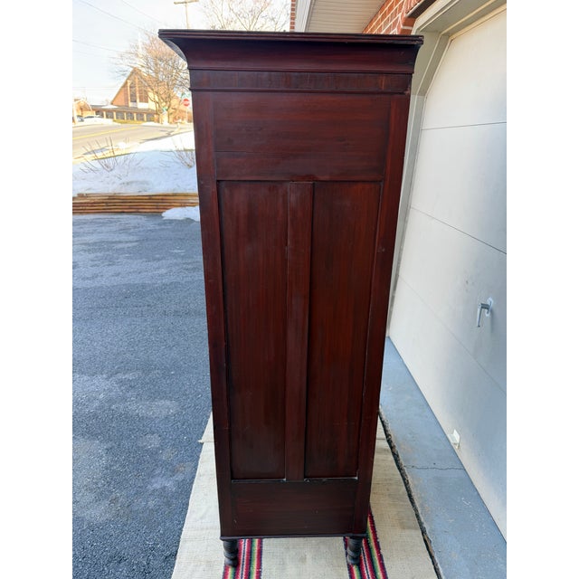 Wood Antique Mahogany Sheraton Tall Chest, Pennsylvania, Attributed For Sale - Image 7 of 12
