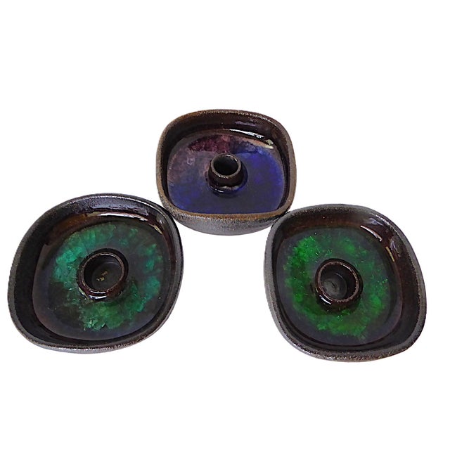 Ceramic Vintage 1960s Torleif Solberg 3 Mid Century Modern Candleholders Sweden For Sale - Image 7 of 11