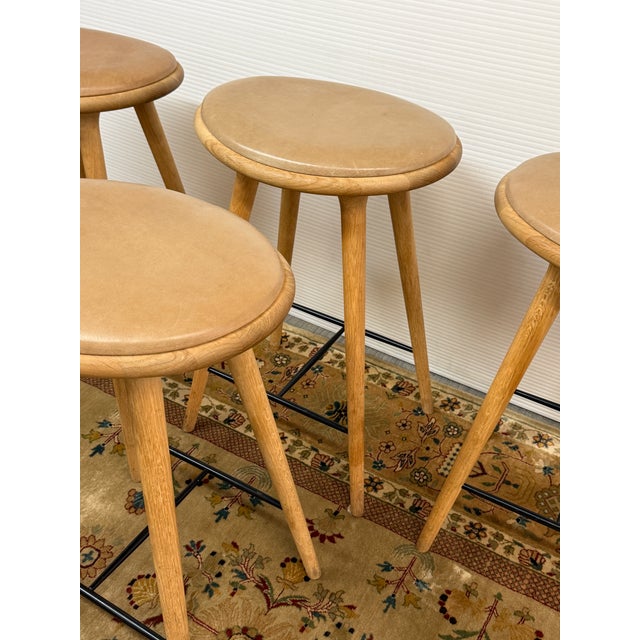 Space Copenhagen for Mater Soaped Oak Wood Counter Stools, Set of Six For Sale - Image 11 of 12