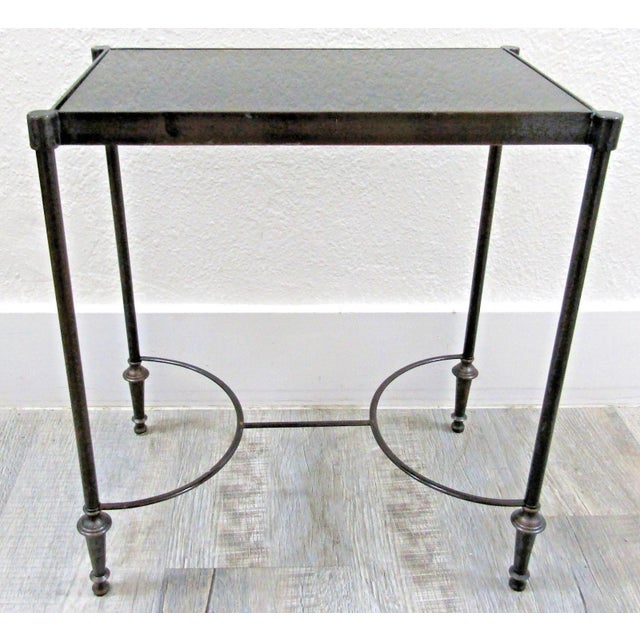 This vintage rectangular bronze and black granite top drink table stands at 18" tall, making it a versatile piece for any...