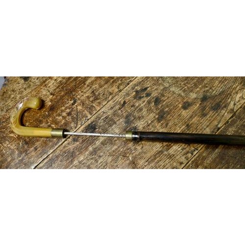 Wood Handled Bamboo Cane Sword Stick, 1930 For Sale - Image 7 of 9