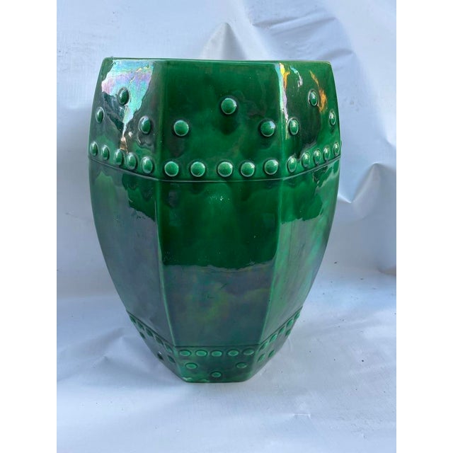 Green Glazed Garden Seat For Sale - Image 4 of 9
