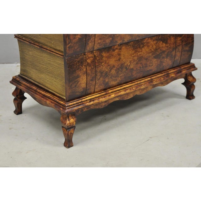 Decorator 3 Drawer Stacked Faux Book Form Italian Side Table W/ Oil Drop Finish For Sale - Image 10 of 13