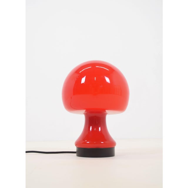 Metal Vintage Glass Mushroom Table Lamp, 1960s For Sale - Image 7 of 7