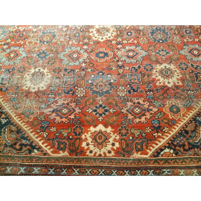 Antique Persian Mahal Sultanabad Rug, Hand-Knotted Wool, Geometric Pattern, Brick-Red & Navy, 10x15 For Sale - Image 14 of 18