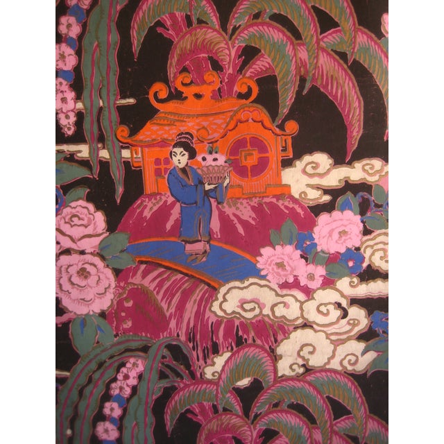 Hand Painted French Japonism Style Wall Paper 66 Feet For Sale - Image 4 of 13