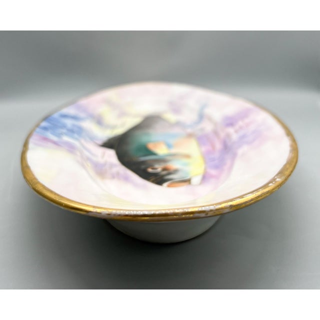 Victorian Antique Continental Hand-Painted Porcelain Fish Platter With Wisteria and Gilt Details – Aesthetic Movement For Sale - Image 3 of 13