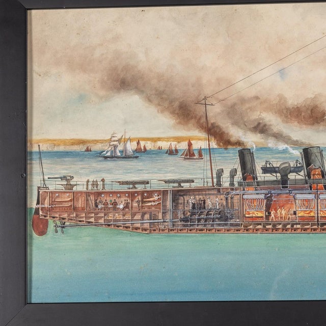 Charles John De Lacy, Warship Illustrations, Late 19th or Early 20th Century, Oil Paintings on Board, Framed, Set of 2 For Sale - Image 12 of 15