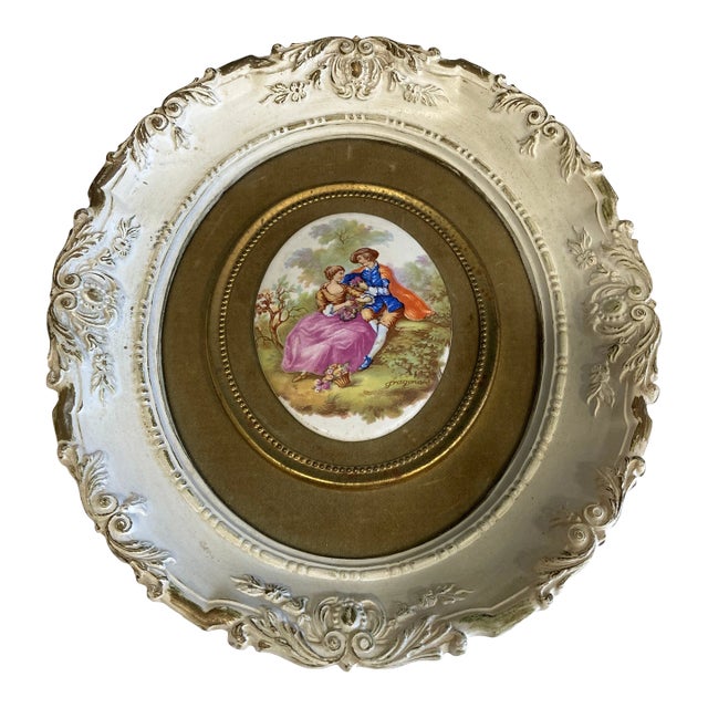 1930s Framed Victorian Courting Scene With Ornate Frame For Sale