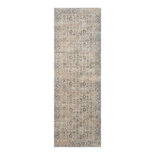 Angela Rose x Loloi Blake Rug Beige / Denim 2'-7" x 13' Runner Rug For Sale