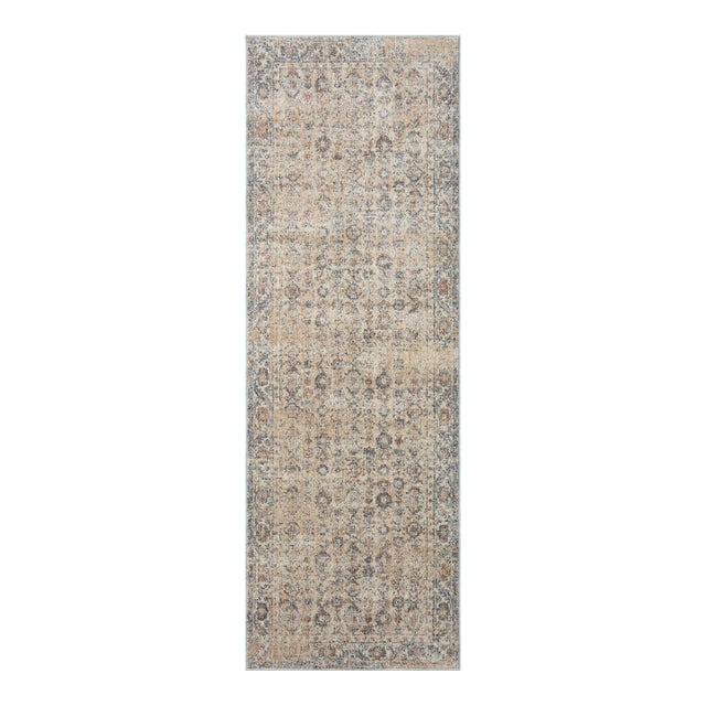 Angela Rose x Loloi Blake Rug Beige / Denim 2'-7" x 13' Runner Rug For Sale