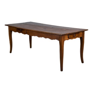 19th Century Country French Provincial Walnut Farmhouse Dining Table For Sale