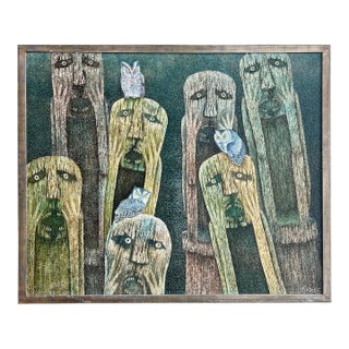 Nguyen Thanh Son, Large Vietnamese Contemporary Folk Art Asian Oil Painting Nguyen Thanh Son For Sale