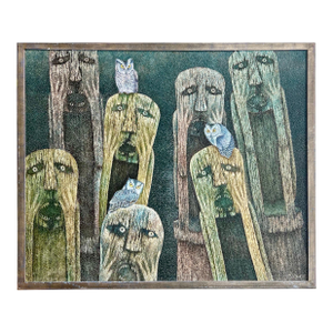 Nguyen Thanh Son, Large Vietnamese Contemporary Folk Art Asian Oil Painting Nguyen Thanh Son
